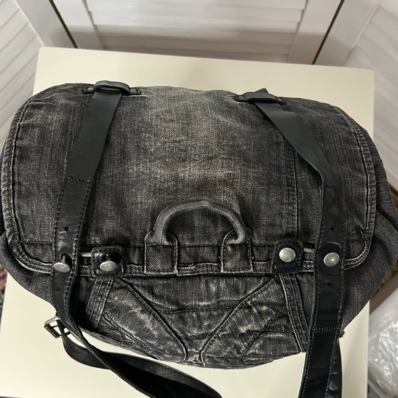 Diesel Industry Denim Leather Strap Backpack Men's School Grunge Designer - Picture 8 of 11